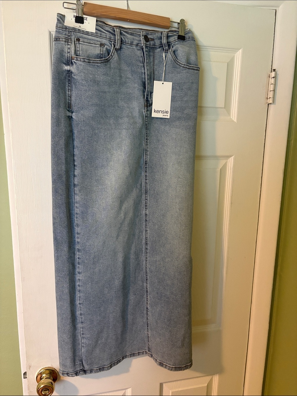 Kensie Light Blue Straight Leg Denim Skirt